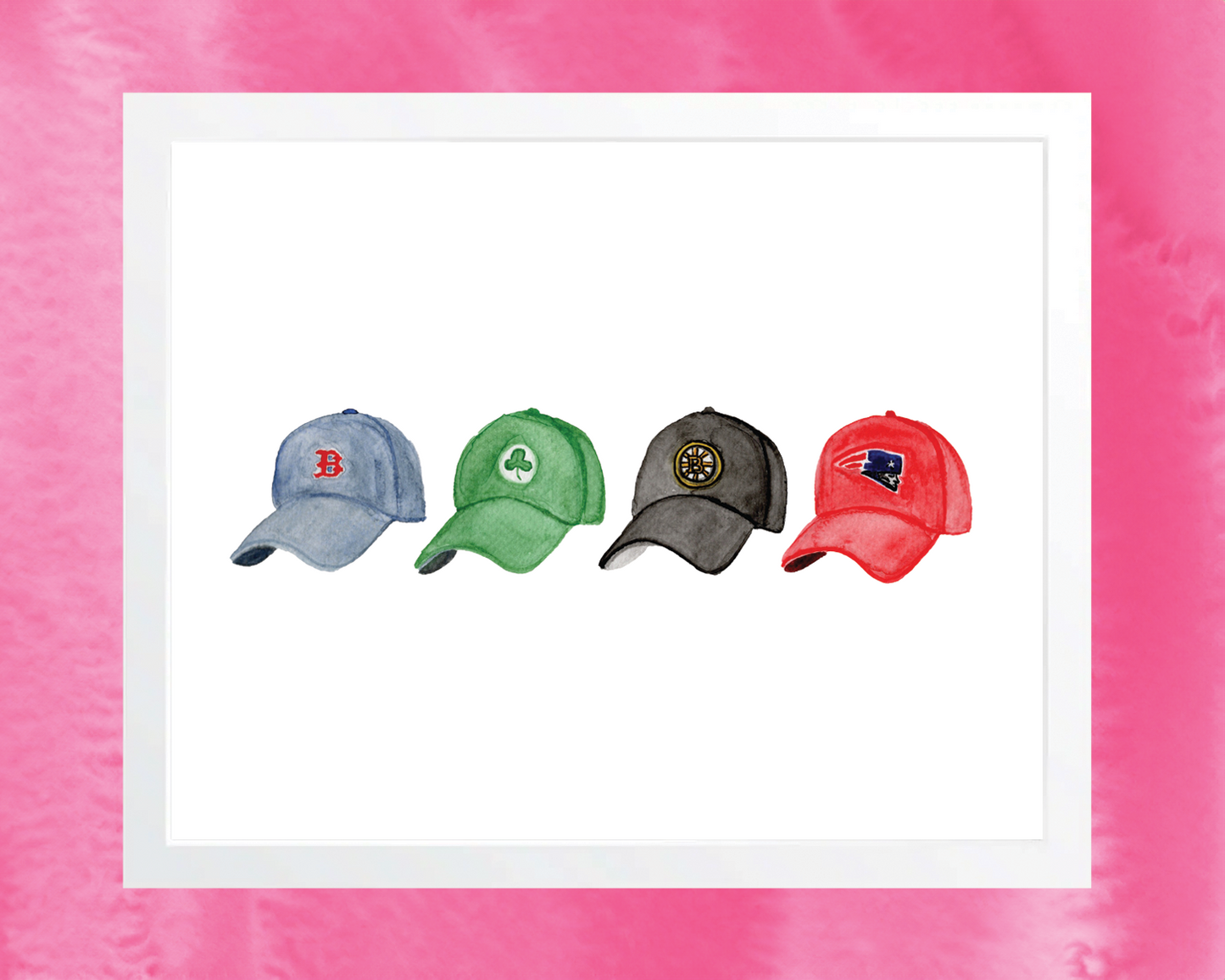 Boston Sports Hats 8x10 Art Print (4 across)