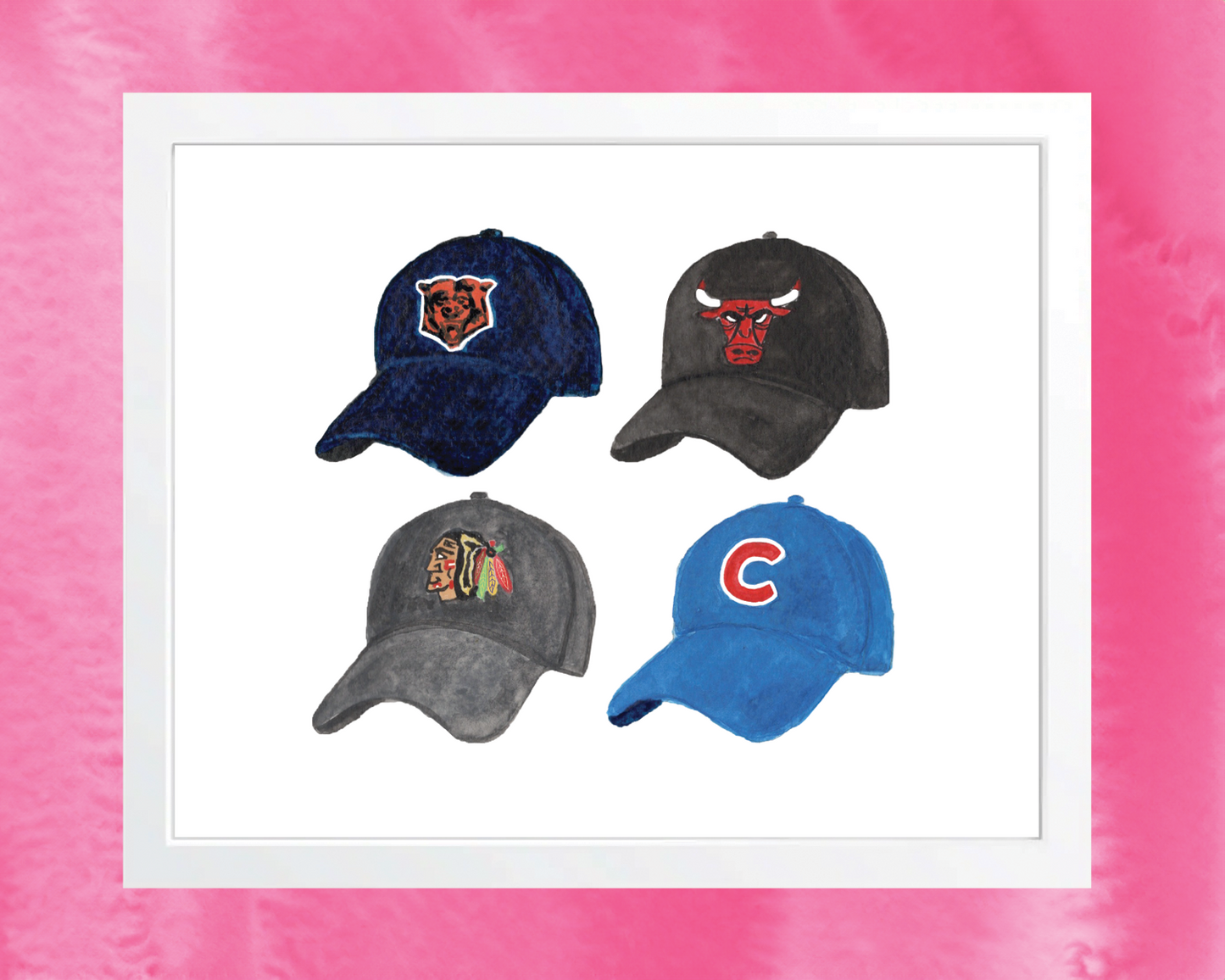 Chicago Sports Hats 8x10 Art Print (2x2)