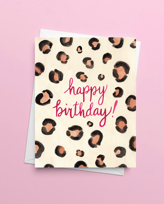 Happy Birthday Cheetah Print Greeting Card