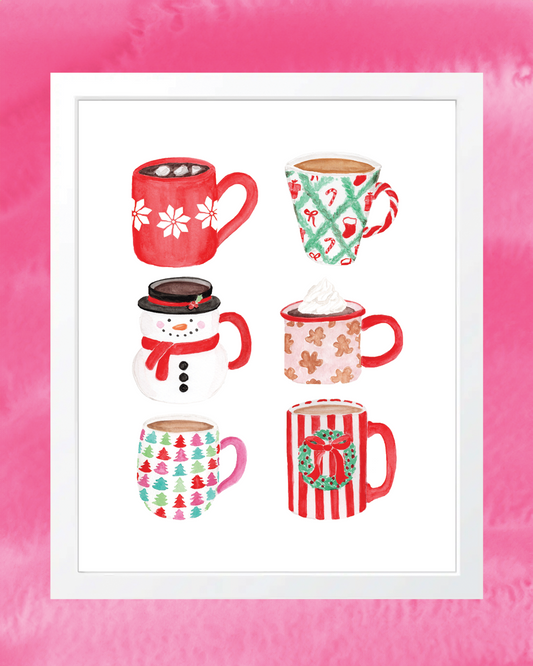 Christmas Mugs 8x10 Holiday Art Print