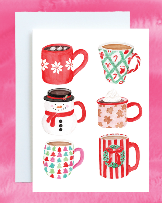 Christmas Mugs Holiday Greeting Card