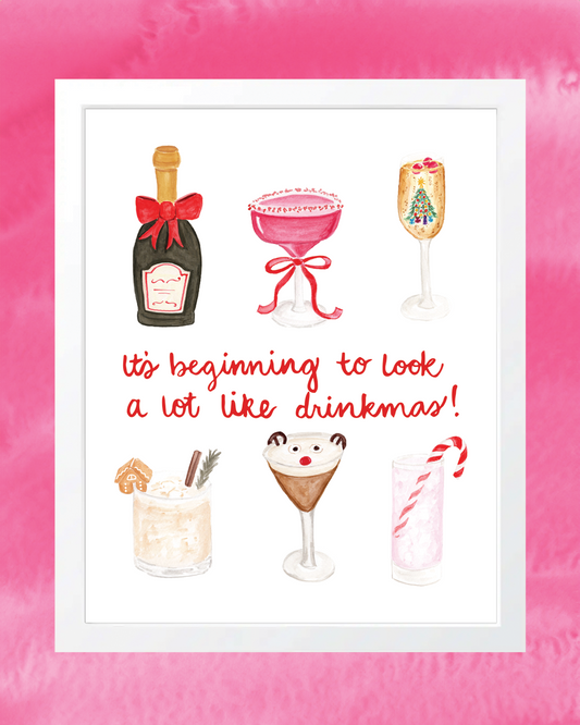 Christmas Cocktails 8x10 Holiday Art Print