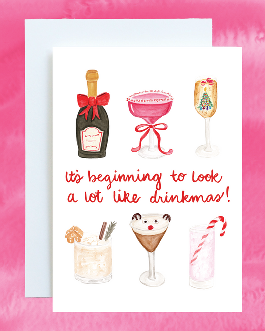Christmas Drinks Holiday Greeting Card
