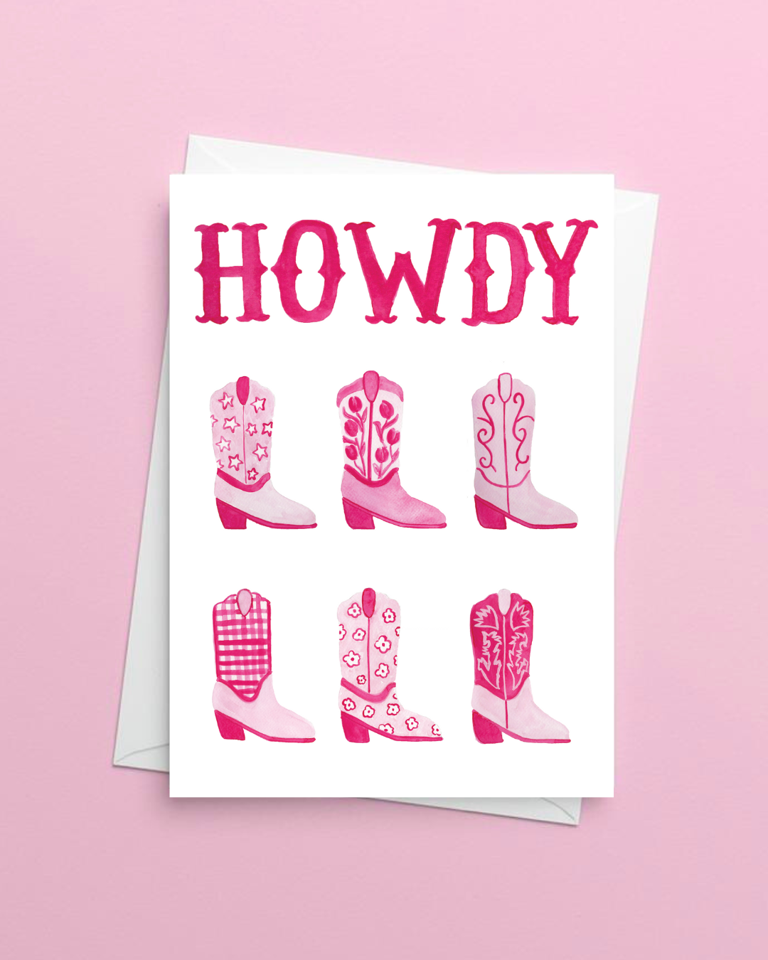 'Howdy' Cowgirl Boots Greeting Card