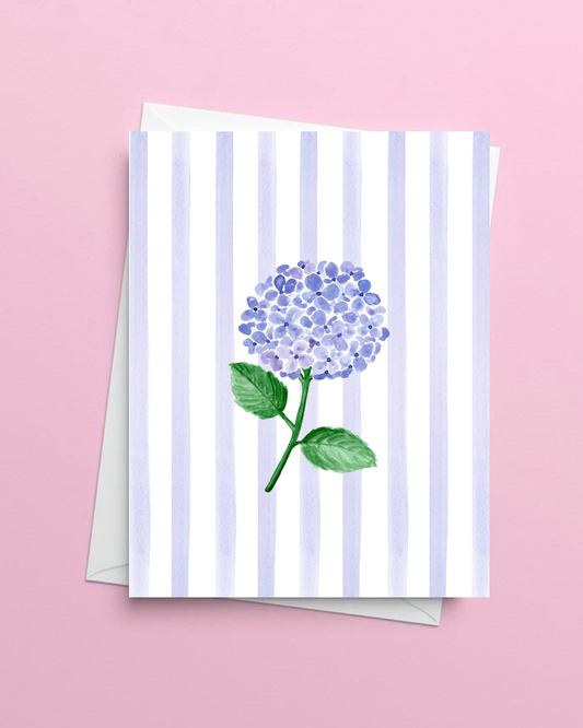 Hydrangea Striped Greeting Card